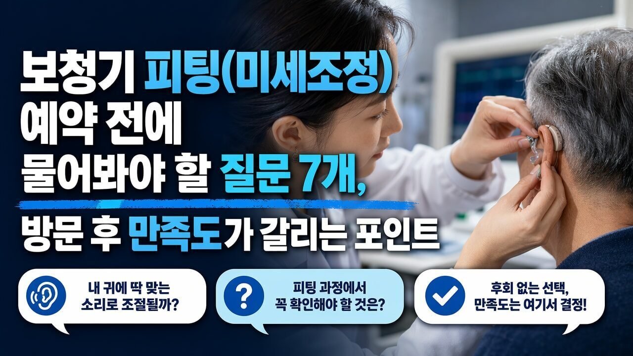 보청기 피팅(미세조정) 예약 전에 물어봐야 할 질문 7개, 방문 후 만족도가 갈리는 포인트