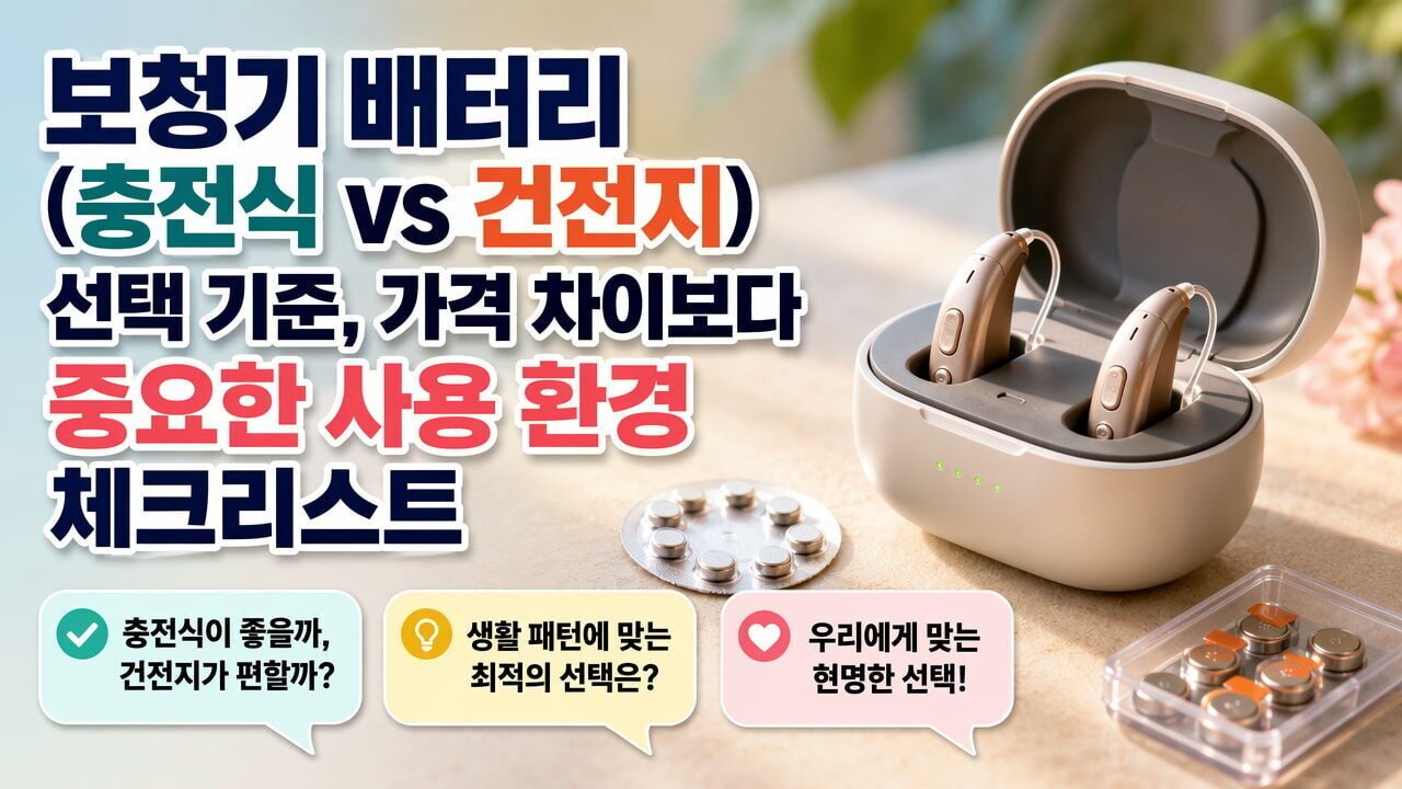 보청기 배터리(충전식 vs 건전지) 선택 기준, 가격 차이보다 중요한 사용 환경 체크리스트