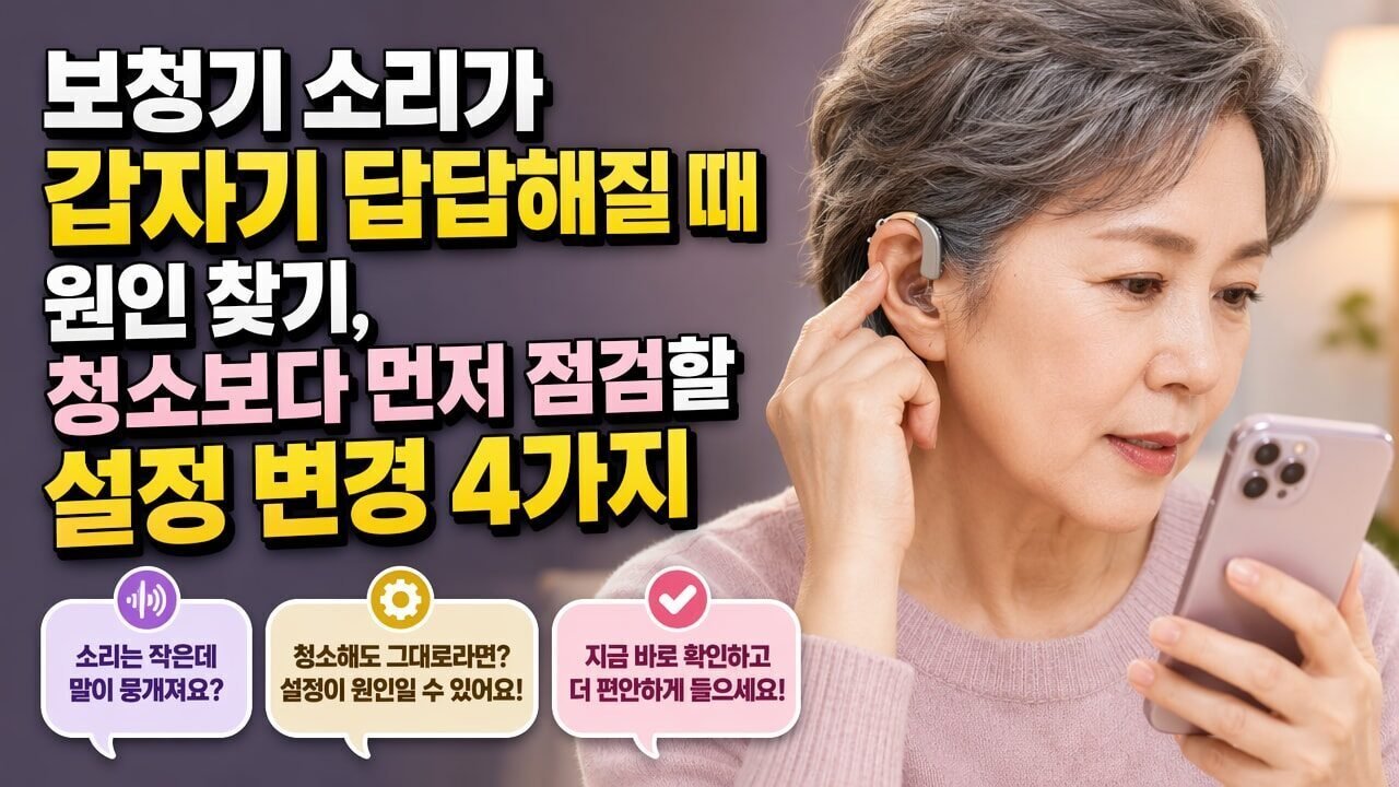 보청기 소리가 갑자기 답답해질 때 원인 찾기, 청소보다 먼저 점검할 설정 변경 4가지