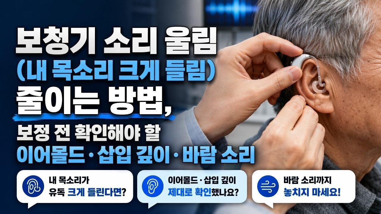 보청기 소리 울림(내 목소리 크게 들림) 줄이는 방법, 보정 전 확인해야 할 이어몰드·삽입 깊이·바람 소리